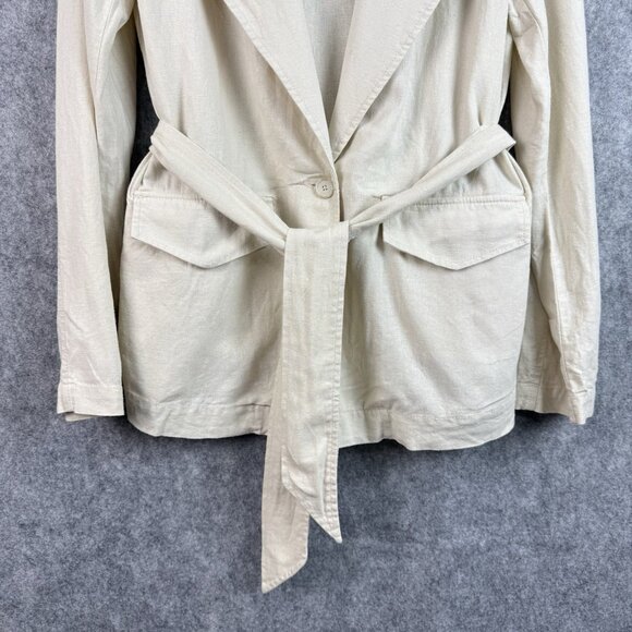 LOFT Outlet Women’s S Beige Linen‎ Blend Belted Jacket Lightweight Blazer - Picture 3 of 9
